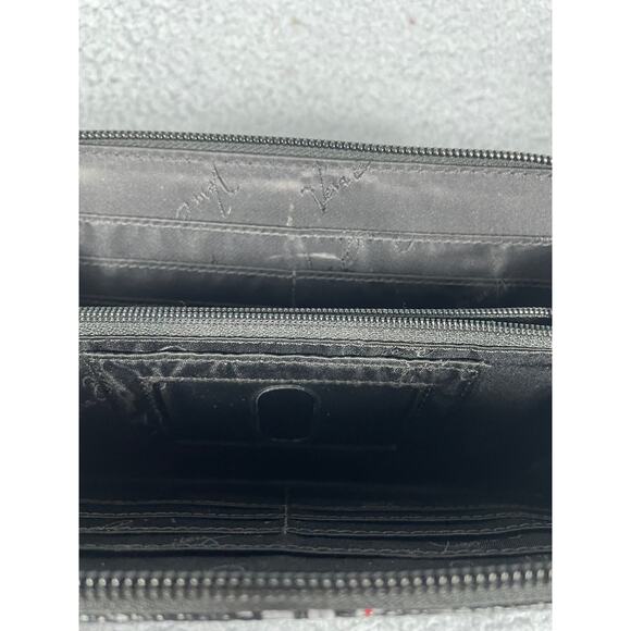 Vera Bradley Wallet Zip Around Faux Pebbled Leather Gray Black Red - Picture 7 of 7